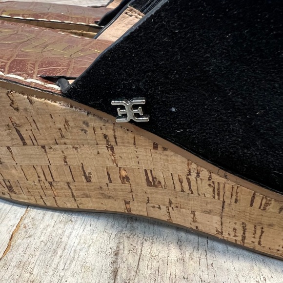 Sam Edelman Ranger Cork Wedge Slide Black Suede Platform Sandals 7.5 - Picture 6 of 8